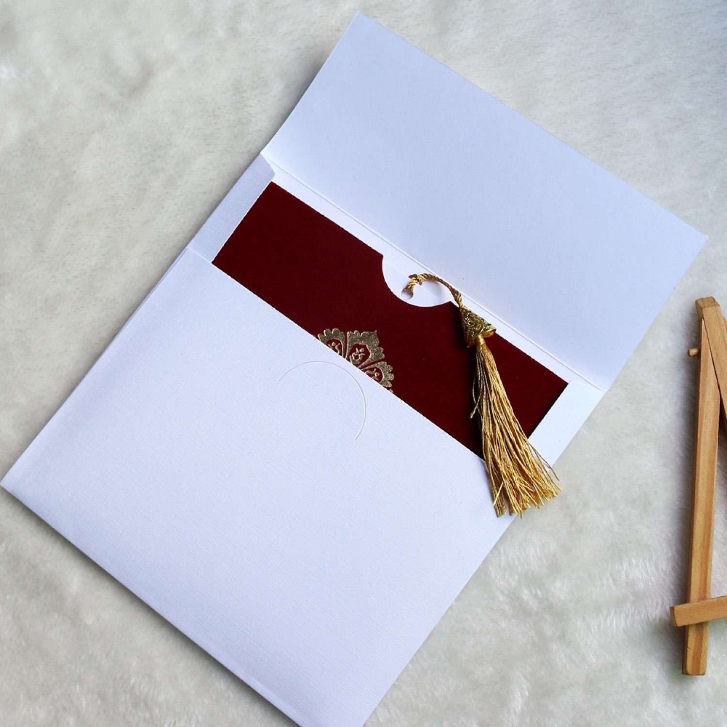 Invitation Card with Velvet Pocket Greeting Card with Tassel Invitation Customized 